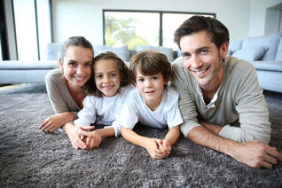 Family on new carpet